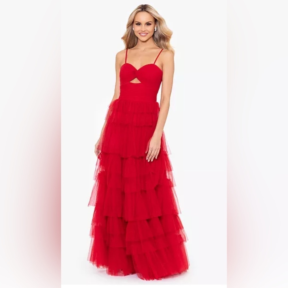 ❤️❤️Blondie Nites Red 
Juniors' Tiered-Mesh Cut-Out Dress NWT  adorable!!❤️❤️